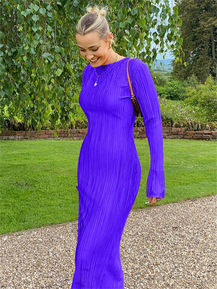 Long Sleeve Striped Bodycon Dress