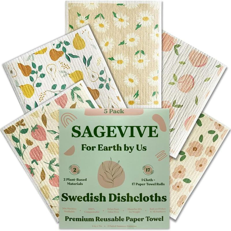 🏆Flash Sale⚡50K+ SOLD! Almost Gone-💥Swedish Dishcloths for Kitchen & Cleaning | 5 Pack