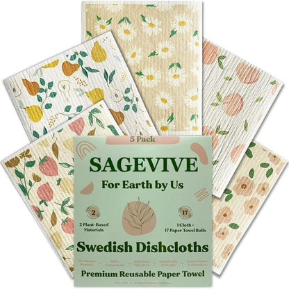 🏆Flash Sale⚡50K+ SOLD! Almost Gone-💥Swedish Dishcloths for Kitchen & Cleaning | 5 Pack