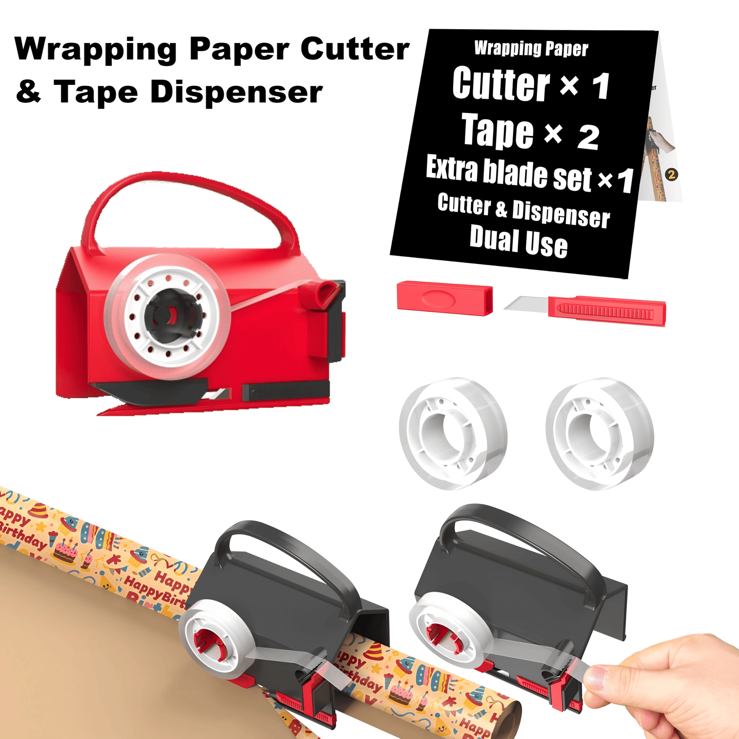 🎅Christmas Pre Sale - 59% OFF🎁Wrapping Paper Cutter & Tape Dispenser
