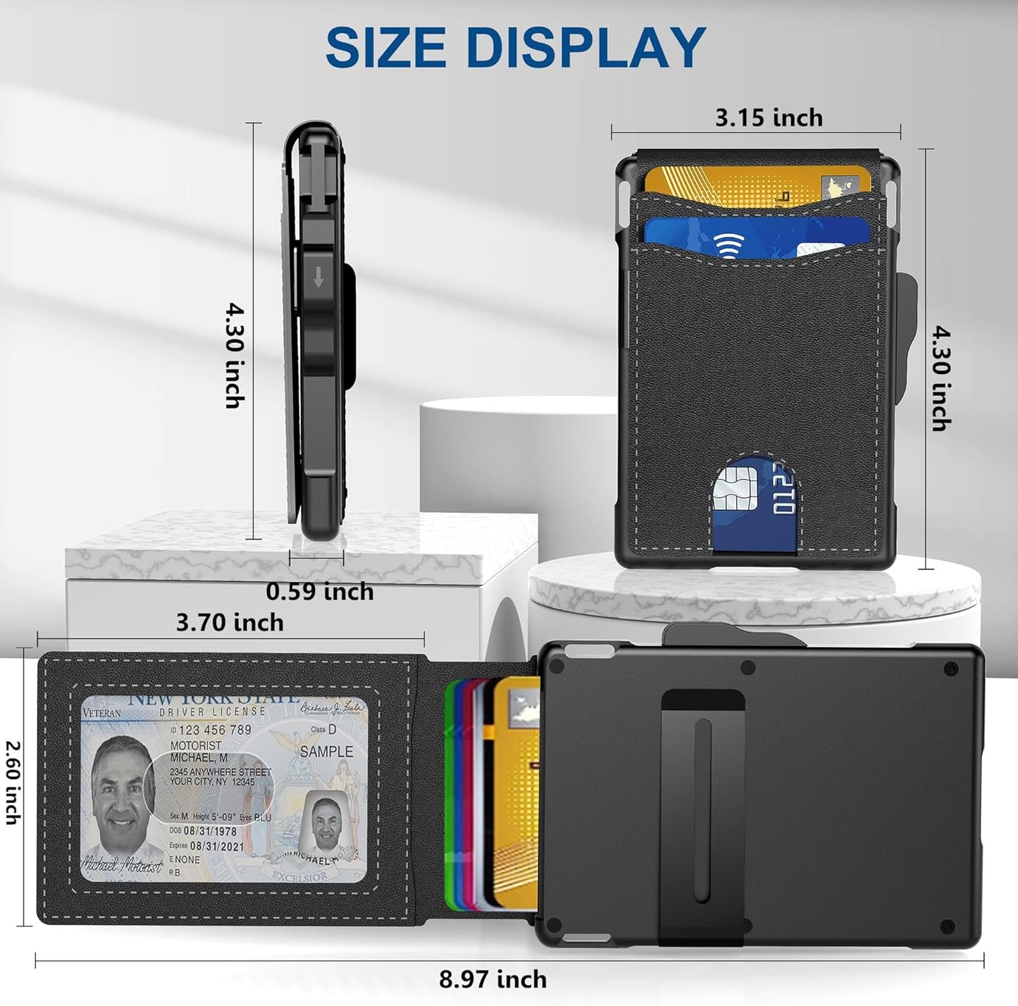 🔥Wallet for Men - with Pop Up Aluminum Case Money Clip Slim Leather Slots Credit Card Holder RFID Blocking Bifold Minimalist Wallet