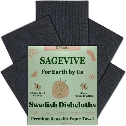 🏆Flash Sale⚡50K+ SOLD! Almost Gone-💥Swedish Dishcloths for Kitchen & Cleaning | 5 Pack