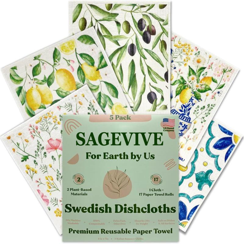 🏆Flash Sale⚡50K+ SOLD! Almost Gone-💥Swedish Dishcloths for Kitchen & Cleaning | 5 Pack