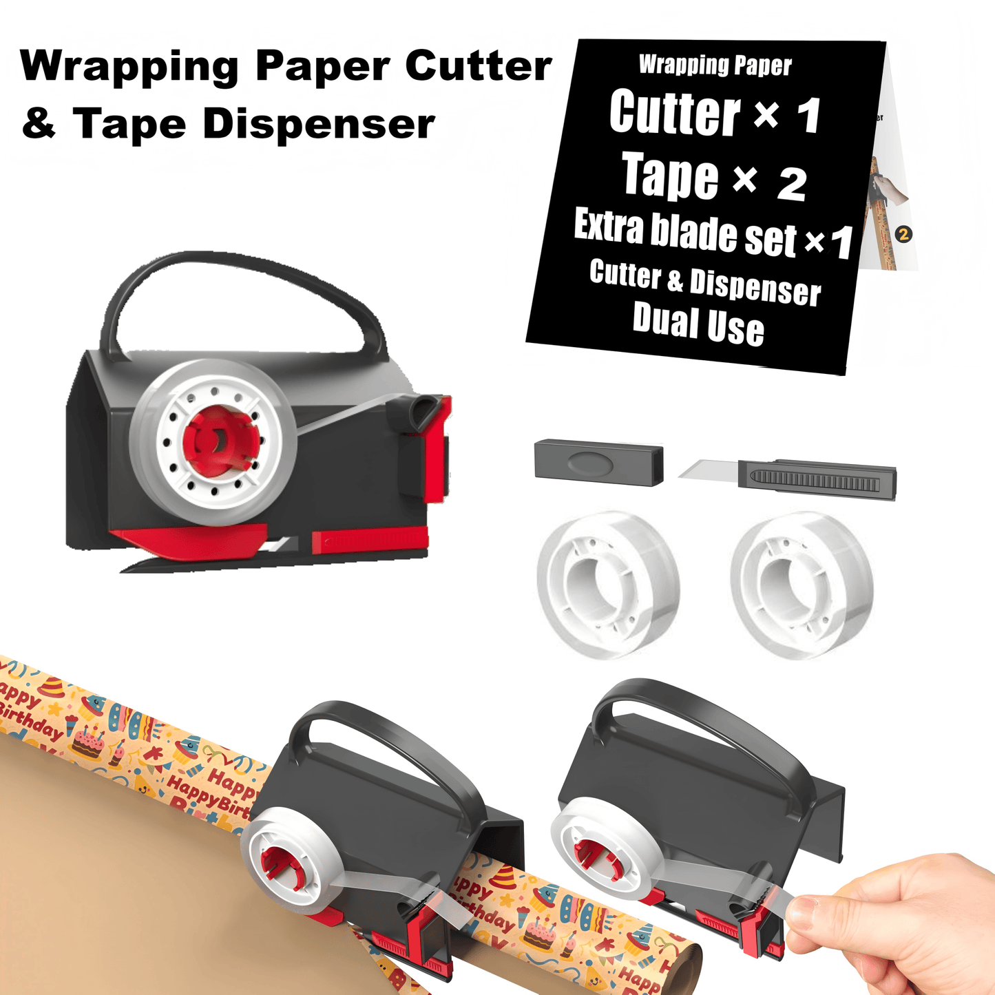 🎅Christmas Pre Sale - 59% OFF🎁Wrapping Paper Cutter & Tape Dispenser