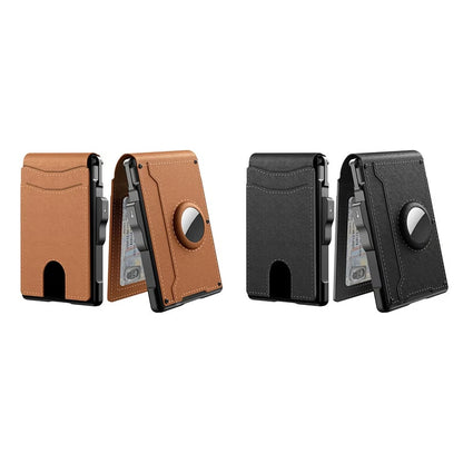 🔥Wallet for Men - with Pop Up Aluminum Case Money Clip Slim Leather Slots Credit Card Holder RFID Blocking Bifold Minimalist Wallet