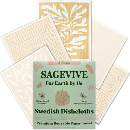 🏆Flash Sale⚡50K+ SOLD! Almost Gone-💥Swedish Dishcloths for Kitchen & Cleaning | 5 Pack