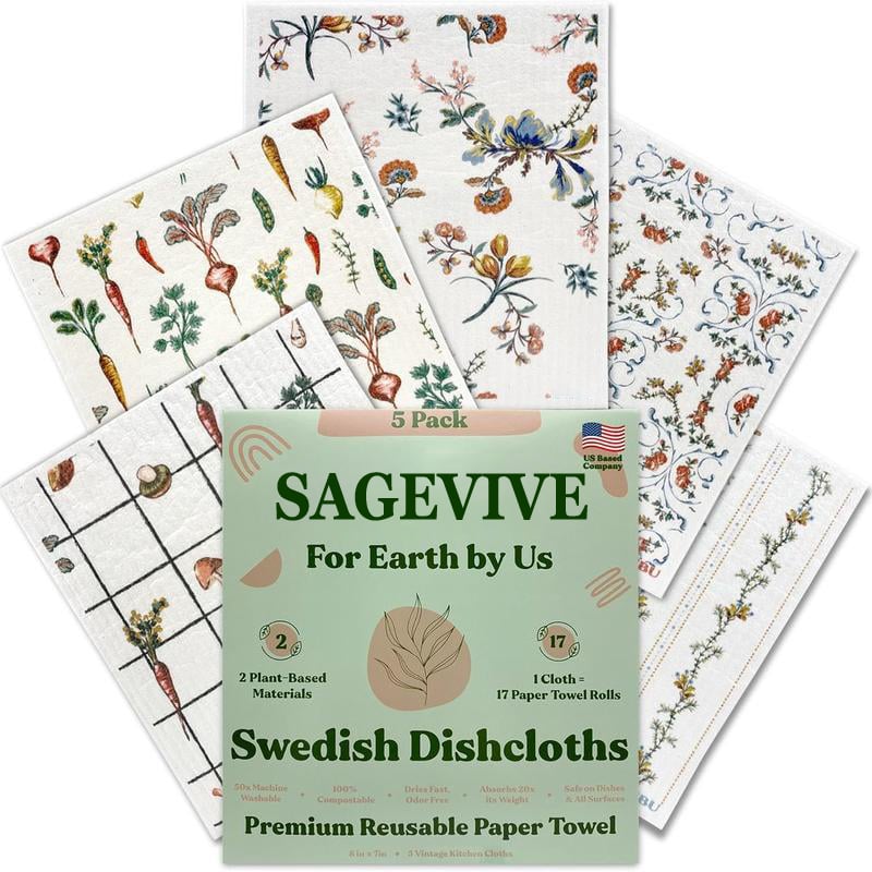 🏆Flash Sale⚡50K+ SOLD! Almost Gone-💥Swedish Dishcloths for Kitchen & Cleaning | 5 Pack