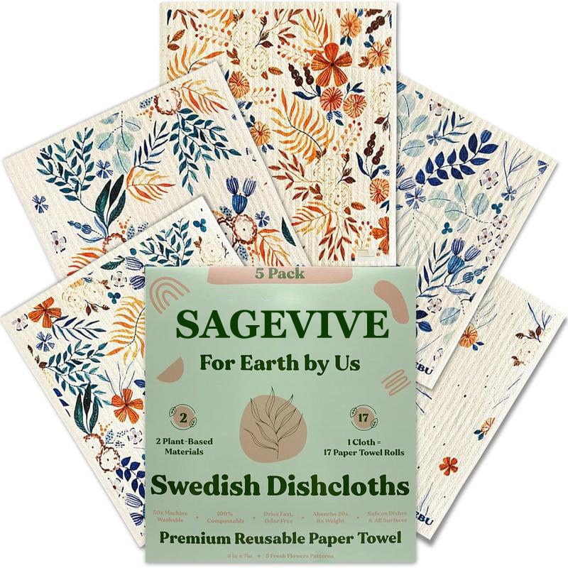 🏆Flash Sale⚡50K+ SOLD! Almost Gone-💥Swedish Dishcloths for Kitchen & Cleaning | 5 Pack