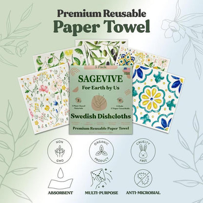 🏆Flash Sale⚡50K+ SOLD! Almost Gone-💥Swedish Dishcloths for Kitchen & Cleaning | 5 Pack